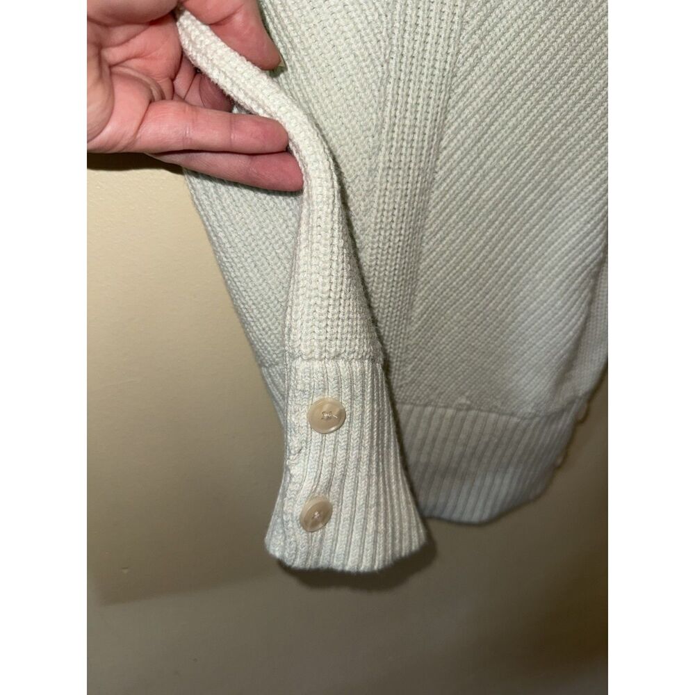 Ann Taylor Petite SP Cream Chevron Knit Sweater Side Button Accent Cotton Blend - Picture 4 of 9